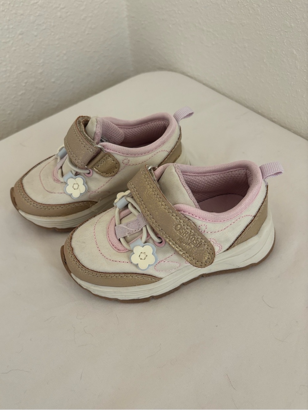 Neutral & Pink Sneakers with Flower Charm